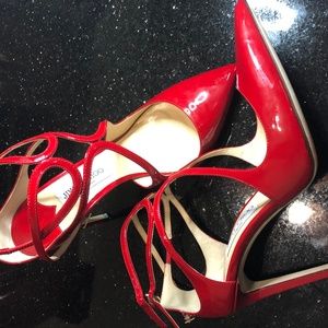 Jimmy Choo Lancer 100 Red Patent Leather Pumps